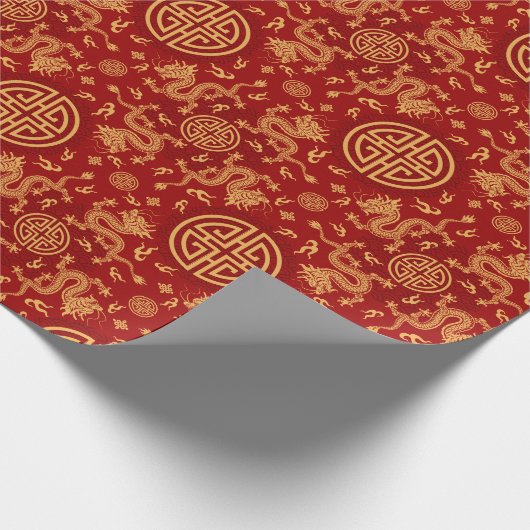 Chinese draak Lucky symboolpatroon Cadeaupapier (Hoek)