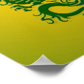 Chinese draak met groene en gele tribale poster (Hoek)