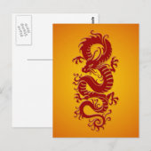 Chinese draak met rode en gele tribale briefkaart (Voorkant / Achterkant)