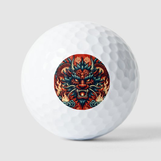 Chinese Draak met Vlammen Golfballen (Voorkant)