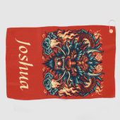Chinese Draak met Vlammen Golfhanddoek (Horizontaal)