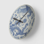 chinese draak monaco blue chinoiserie ronde klok (Hoek)