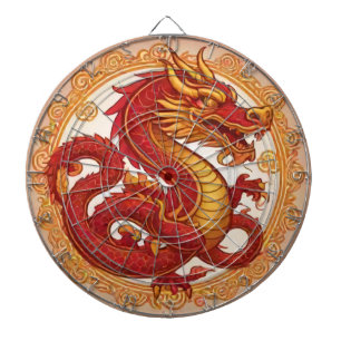Chinese draak nieuwe jaar gouden rode dartboard dartbord