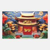 Chinese Draak Nieuwjaar 2024 Temple RectS Rechthoekige Sticker (Voorkant)