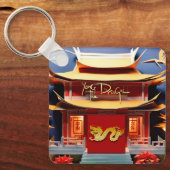Chinese Draak Nieuwjaar Monogram SqK Sleutelhanger (Voorkant)