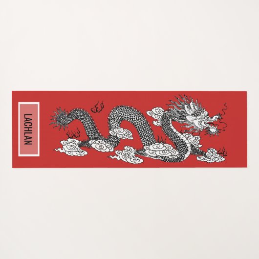 Chinese Draak op Rode Douanenaam Yogamat (Achterkant (horizontaal))