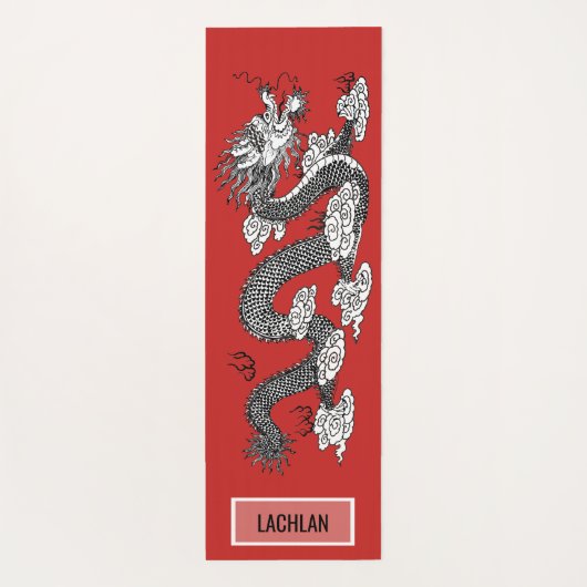 Chinese Draak op Rode Douanenaam Yogamat (Achterkant)
