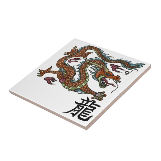 Chinese draak op Tile Tegeltje (Zijkant)