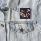 Chinese draak op Zee Vierkante Button 5,1 Cm (In situ)