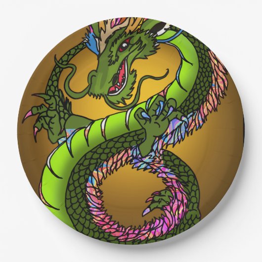 Chinese draak papieren bordje (Voorkant)