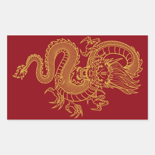 Chinese draak rechthoekige sticker (Voorkant)