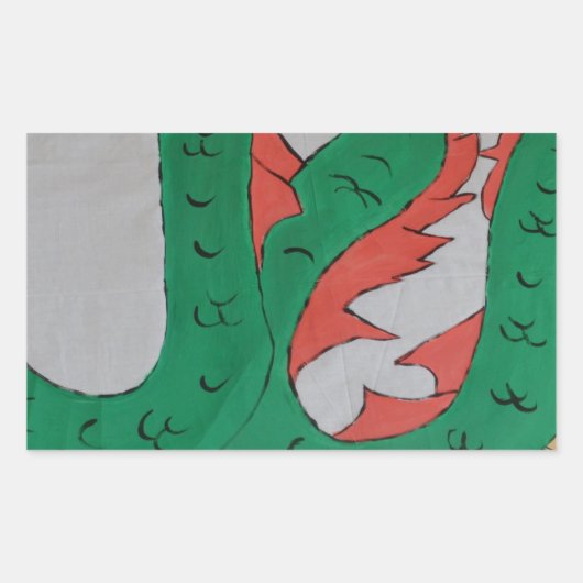 Chinese draak rechthoekige sticker (Voorkant)