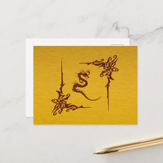 Chinese draak, rode draak, Fantasy, mythologie Briefkaart (Voorkant / Achterkant in situ)