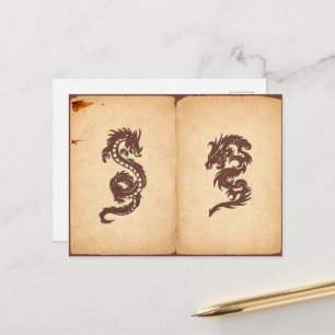 Chinese draak, rode draak, Fantasy, mythologie Briefkaart