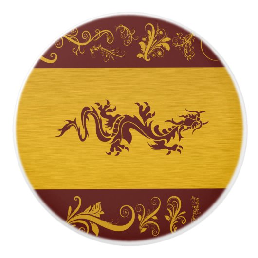 Chinese draak, rode draak, Fantasy, mythologie Keramische Knop (Voorkant)