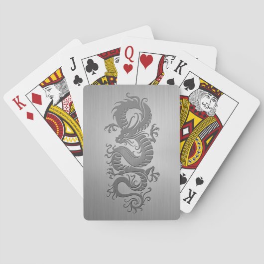 Chinese draak, roestvrij staaleffect pokerkaarten (Achterkant)