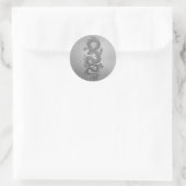 Chinese draak, roestvrij staaleffect ronde sticker (Tas)