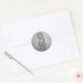 Chinese draak, roestvrij staaleffect ronde sticker (Envelop)