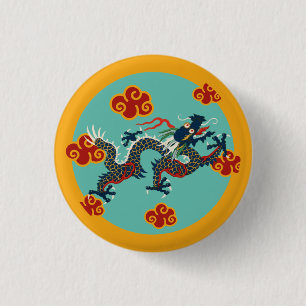 Chinese draak ronde button 3,2 cm