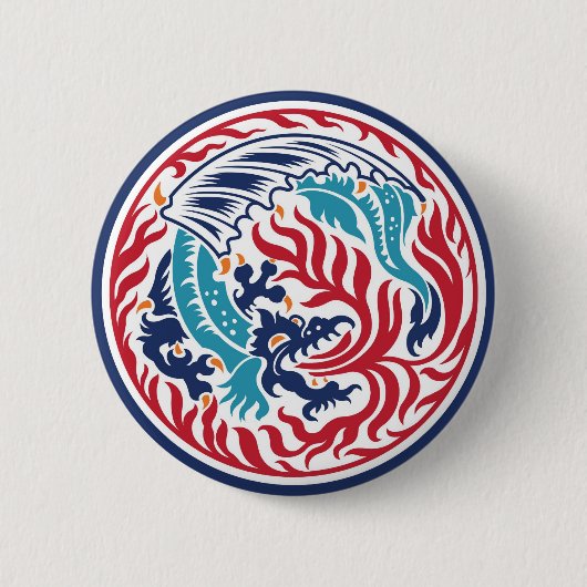Chinese draak ronde button 5,7 cm (Voorkant)