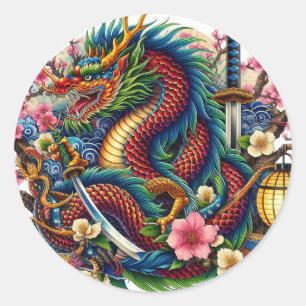 chinese draak ronde sticker