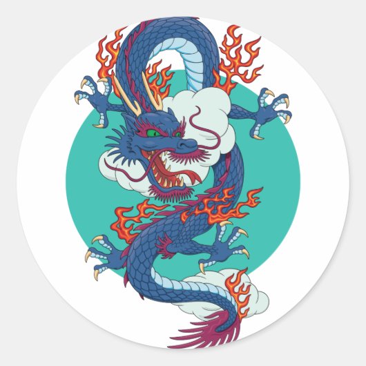Chinese draak ronde sticker (Voorkant)