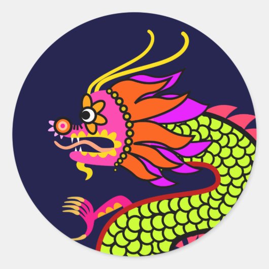 Chinese draak ronde sticker (Voorkant)