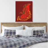 Chinese Draak rood en goud ontwerp Canvas Afdruk (Insitu (Slaapkamer))