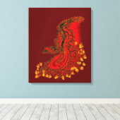 Chinese Draak rood en goud ontwerp Canvas Afdruk (Insitu (Houten vloer))