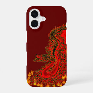 Chinese Draak rood en goud ontwerp iPhone 16 Hoesje