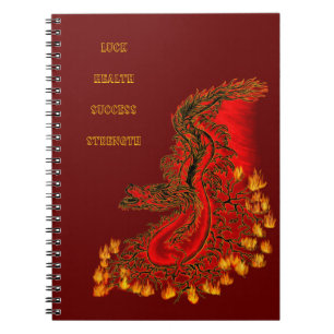 Chinese Draak rood en goud ontwerp Notitieboek