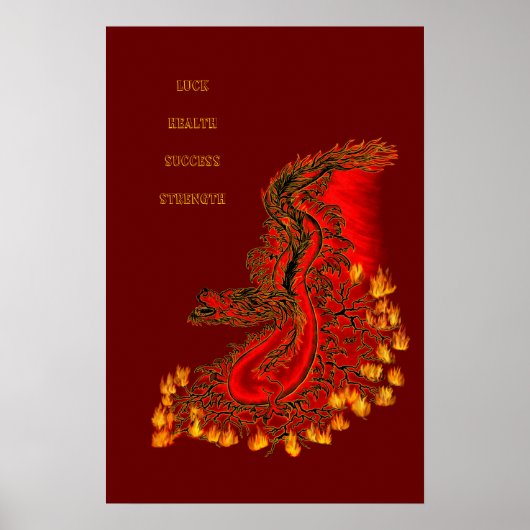Chinese Draak rood en goud ontwerp Poster (Voorkant)