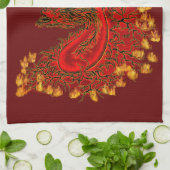 Chinese Draak rood en goud ontwerp Theedoek (Gevouwen)
