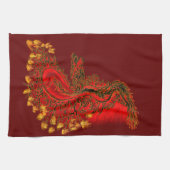 Chinese Draak rood en goud ontwerp Theedoek (Horizontaal)