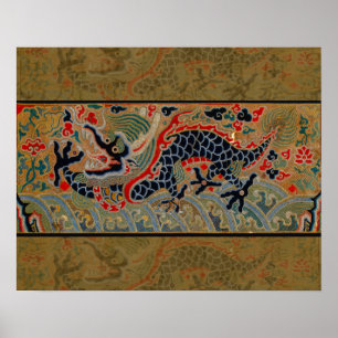 Chinese Draak Symbool Antiek Aziatisch Poster