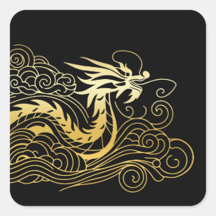 Chinese draak vierkante sticker