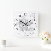 Chinese Draak Vierkante Wandklok (Huis)