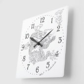 Chinese Draak Vierkante Wandklok (Hoek)