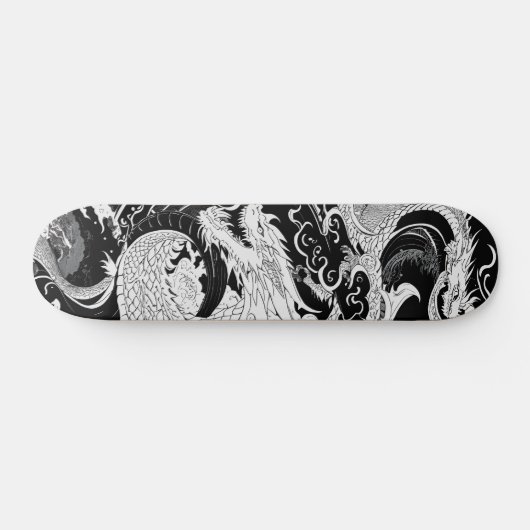Chinese draak; zwart en wit persoonlijk skateboard (Horizontaal)