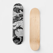 Chinese draak; zwart en wit persoonlijk skateboard (Voorkant)