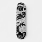 Chinese draak; zwart en wit persoonlijk skateboard (Voorkant)