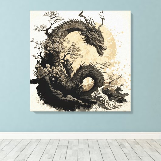 Chinese dragon 2 canvas afdruk (Insitu (Houten vloer))