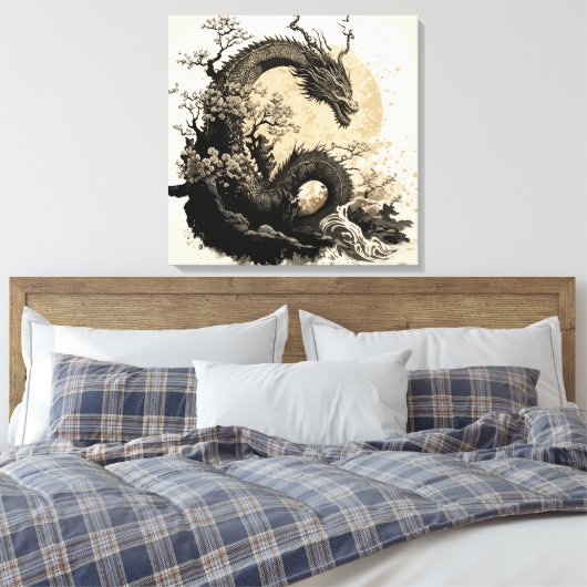 Chinese dragon 2 canvas afdruk (Insitu (Slaapkamer))