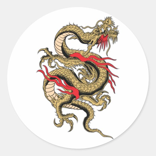 Chinese Dragon aanpasbare design Ronde Sticker (Voorkant)