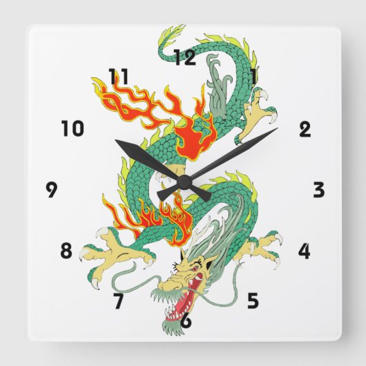 Chinese dragon acrylwand vierkante klok (Voorkant)