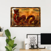 Chinese Dragon Asian Motif Poster (Thuiskantoor)