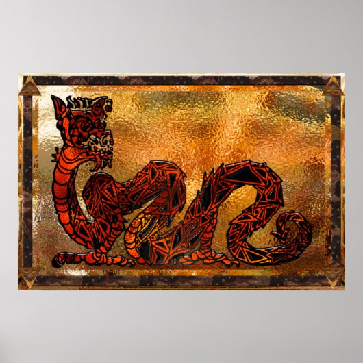 Chinese Dragon Asian Motif Poster (Voorkant)