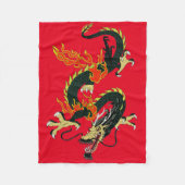 Chinese dragon Black Fleece Blanket Deken (Voorkant)