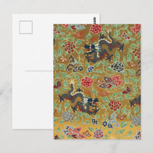 Chinese Dragon Butterfly & Flower Kleurrijke Kunst Briefkaart