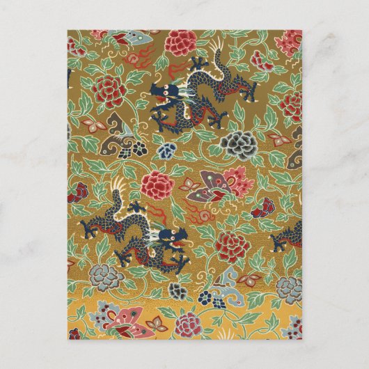 Chinese Dragon Butterfly & Flower Kleurrijke Kunst Briefkaart (Voorkant)